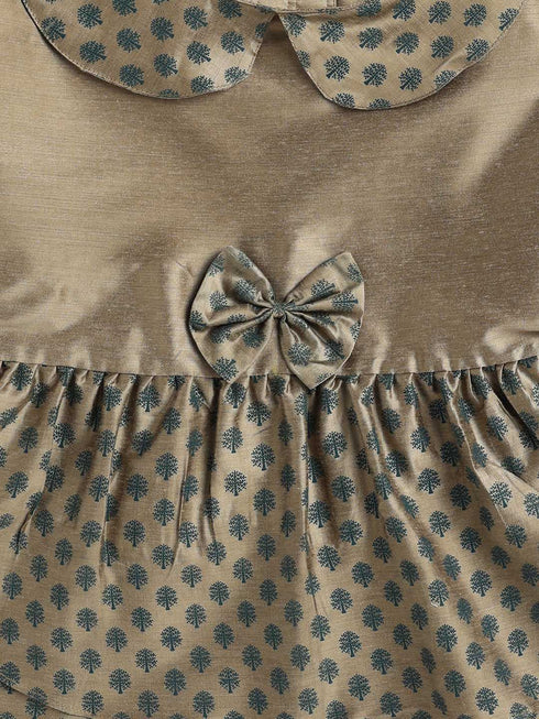 Dogs' Chiku Printed Flared Frock With Attached Bow